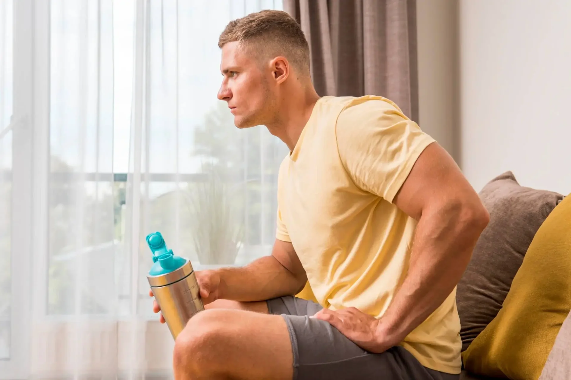 athlete resting at home after hip injury