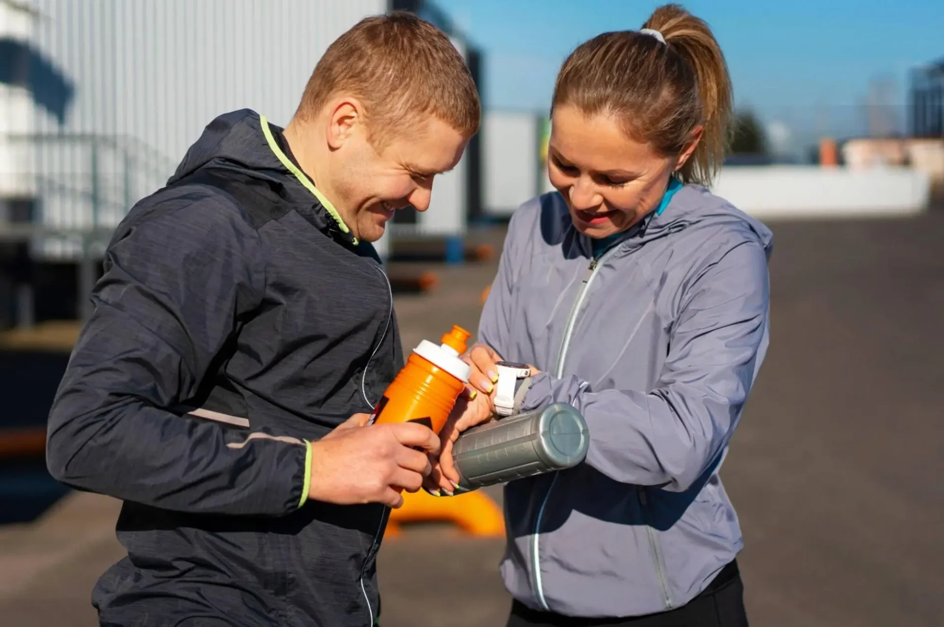 athlete couple resting athlete couple